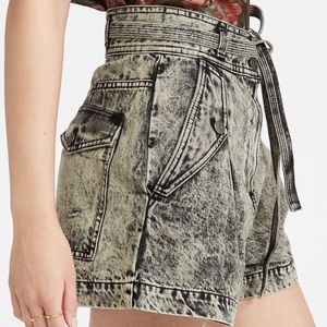 Ulla Johnson Alec Tie-Waist Short, size 12, green-lt, NWT